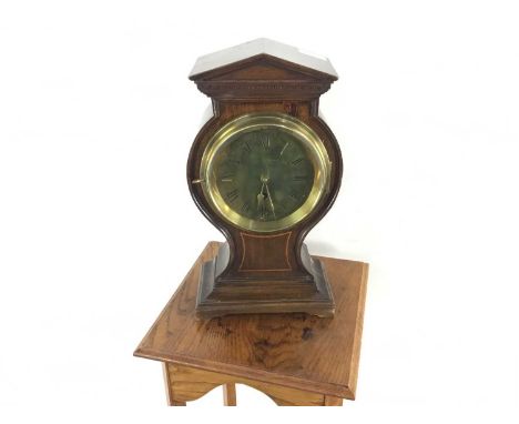 VICTORIAN MAHOGANY MANTEL CLOCK, LATE 19TH CENTURY with single train movement, signed brass Roman numeral dial, the balloon s