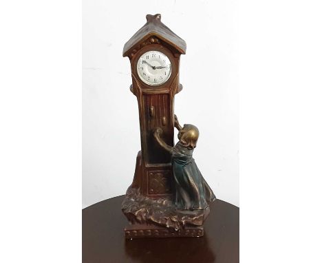 CONTINENTAL ART NOUVEAU CERAMIC MANTEL CLOCK, EARLY 20TH CENTURY with single train movement, the silvered dial with Arabic nu