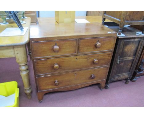 A XIX Century Mahogany Chest of Drawers, with a caddy top, two small drawers, two long drawers on bracket feet, 85cm.