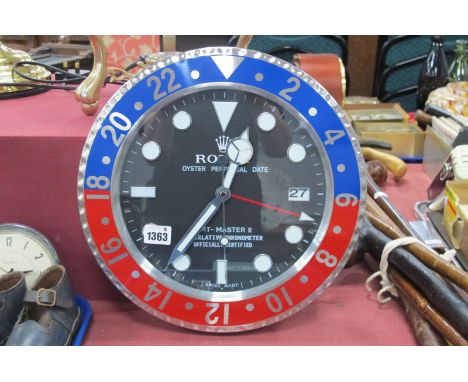 A Large Dealers Shop Display Working Quartz GMT-Master II Superlative Chronometer, Oyster Perpetual Date, 34cm diameter. This