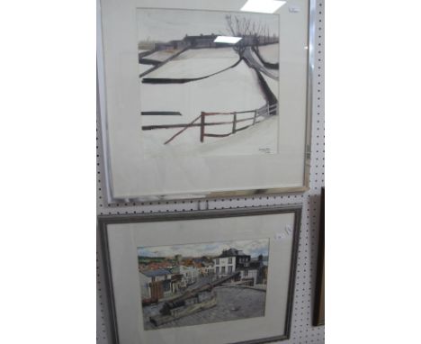 Houghton 2/83 Watercolour, Norton in Winter. Wensleydale , xigned bottom right, 32 x 31cm. Davenport G 1995 watercolour, Broa
