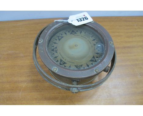 Henry Browne &amp; Son Ltd, Barking London, Brass Marine Compass.