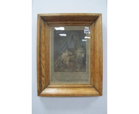 XIX Century French Print "Le Lever" in a pine frame.