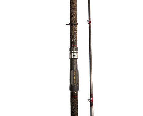 Really nice medium to light 1-4 oz. versatile bait-caster. Custom wrapped in red, black, and gold, with non-slip cork composi