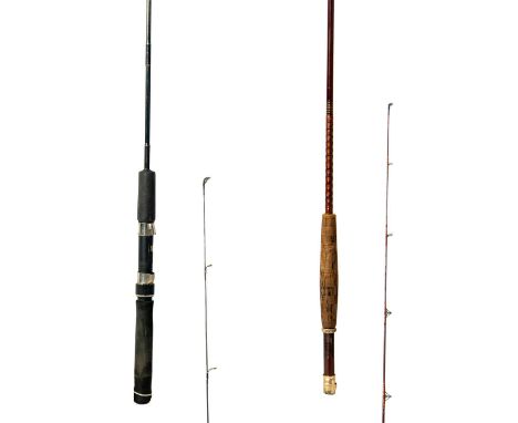 Cherrywood blank 2pc 8'6"L 1/8-3/8 oz. 5 line wt. Early Graphite 6'6"L 2pc light power 1/4-5/8 oz.Â&nbsp;Two piece rods, long