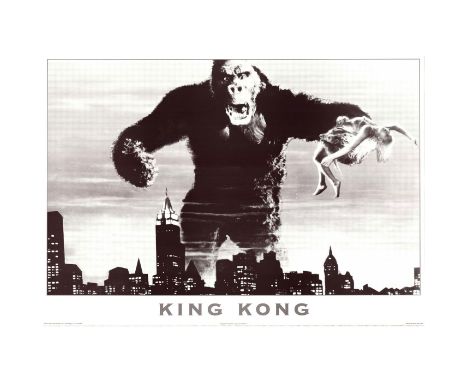 Vintage poster from the 1933 movie: King Kong starring Fay Wray, Robert Armstrong and Bruce Cabot. Dimensions: 34"L x 24"HCon