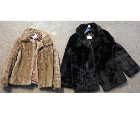 Two faux fur vintage jackets; one black and the other light brown by Tissavel. (2) (B.P. 24% incl. VAT)