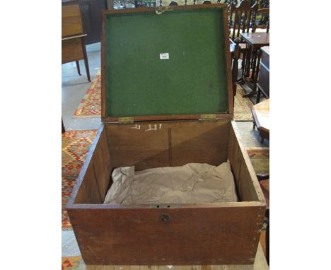 19th Century oak box or trunk having brass recessed carrying handles. (B.P. 24% incl. VAT)