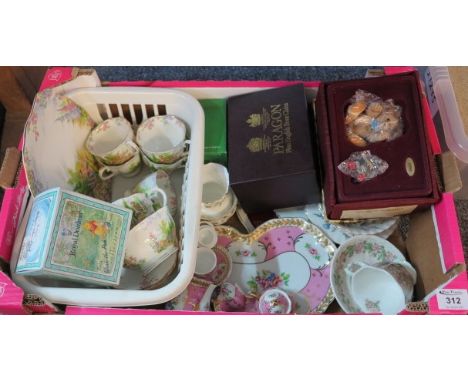 Box of assorted china to include; Royal Albert bone china 'Kentish Rockery' and 'Brigadoon' floral part teasets, Regal porcel