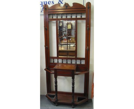 Edwardian mahogany mirror back hall and coat stand. (B.P. 24% incl. VAT) CONDITION REPORT: Generally good for age.