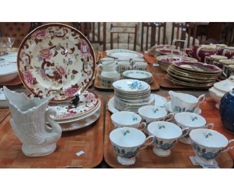 21 piece Paragon 'blue mist' tea service, together with another tray of china including; Portmeirion swan vase, pair of Mason