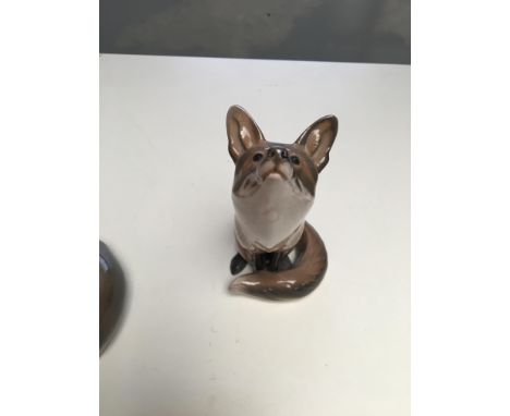 Large Royal Copenhagen model of a sitting fox.