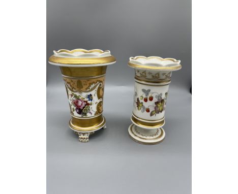 19th C H &amp; R Daniels one decorated with gilding and baskets of flowers, the other with strawberries.
&nbsp;
Condition Rep