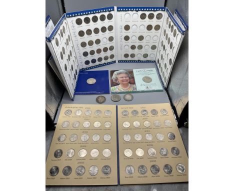 Qty BUNC coins, US Quarters collections in folders and Morgan Dollars 1884 and 1904.