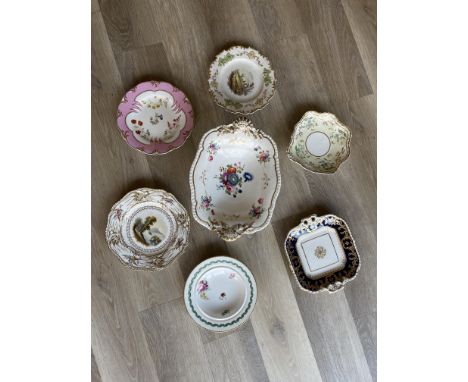 H &amp; R Daniels painted plates and other makes, good condition and Tazza, all hand painted C1830.
&nbsp;
Condition Report:
