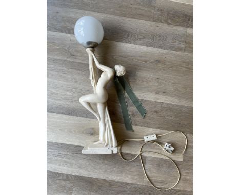 Plaster Art Deco lady dancer lamp.