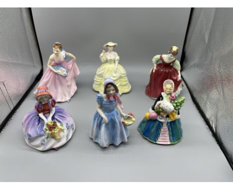 Six Medium sized lady figurines by Royal Doulton, Royal Worcester and Coalport,2905Noel, Catriona, HN2109, HN1467, HN2434 and