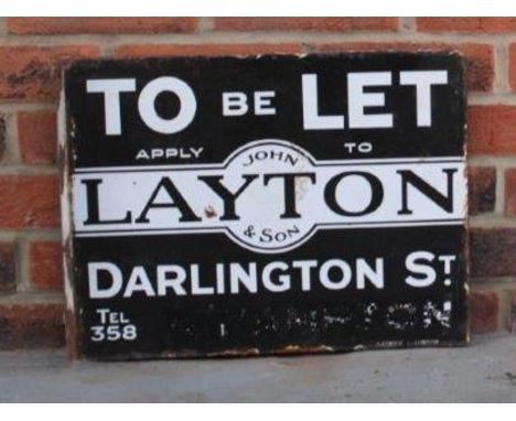 John Layton &amp; Sons, Of Darlington St, To Let, Double Sided Enamel Flanged SignMake: Contact AuctioneerModel: Contact Auct