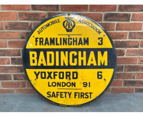 Original AA Badingham Framlingham Yoxford Circular Enamel SignMake: Contact AuctioneerModel: Contact AuctioneerYear: 0Mileage
