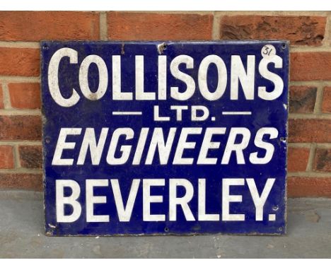 Vintage Collisons Ltd Engineers Beverley Enamel SignMake: Contact AuctioneerModel: Contact AuctioneerYear: 0Mileage: 0VIN: Co