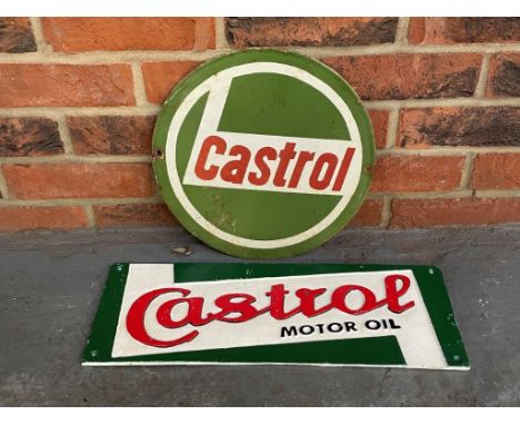Modern Cast Iron Castrol Motor Oil Sign Together With A Castrol Circular Enamel SignMake: Contact AuctioneerModel: Contact Au