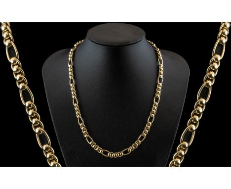 9ct Gold Roller Ball Link Necklace, Solid Links, 20 Inch In Length, Weight 51 grams