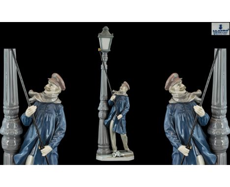 Lladro - Hand Painted Porcelain Figure ' Edwardian Figure ' Lamplighter. Model No 5205. Sculpture Salvador Furio. Height 48 c