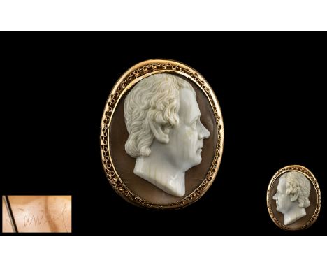 An Important Antique Oval Portrait Bust Cameo of Fine Quality - Of a Dignified Gentleman, Carved In the Classical Roman Taste