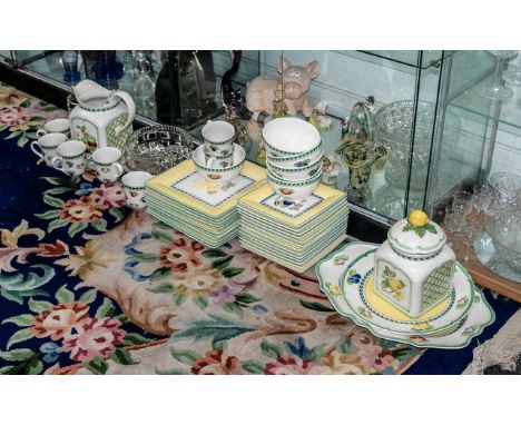 Villeroy &amp; Boch 1748 French Garden Design Dinner/Tea Service, comprising 11 x 10.5" square dinner plates, 13 x 8" square 