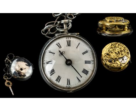 A George III - Excellent Quality Gents Sterling Silver Open Faced Verge - Key-wind Pocket Watch by J.Grant of London 1781 - 1