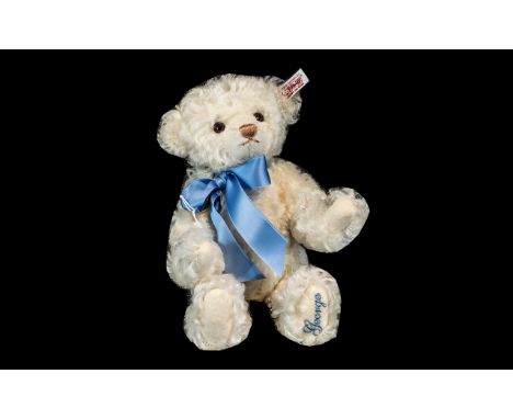 Steiff Danbury Mint Limited Edition George Bear, issued July 2018 to celebrate the birth of Prince George.  Bear is wearing a