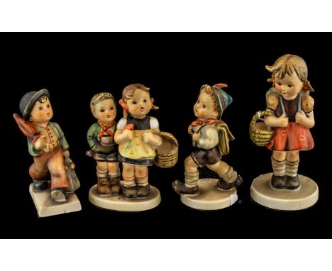 Four Hummel - Goebel Figures of Children in various pursuits; West German mark, each 4 inches high (4)