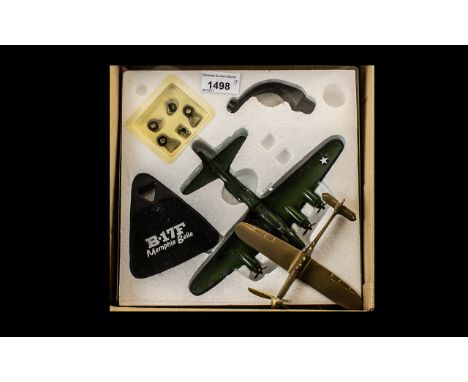 Model of Memphis Belle B-17F, new in box, together with a brass model plane desk ornament.