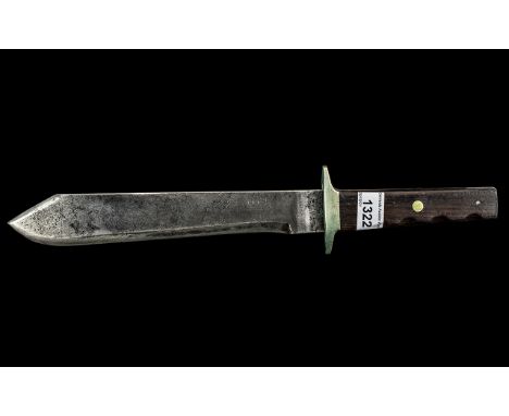 Sixteen Inch Bowie Knife with a red wood handle grip, stamped to the blade 'Union Pacific Railway, East to West, 1869' and tr