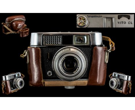 Voigtlander Lanthar 2 - 8/50 Camera, Pronto 1 - K, Vito CL, in vintage brown leather case