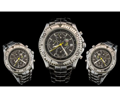 Fashion Watch, (Chronograph, 200 metres tested), with unusual black dial; Signed Limited Edition with original interlocking s