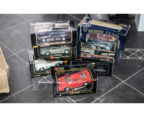 A Collection of Boxed Die Cast Model Cars, to include Hobbycraft Convertible, Maisto Jaguar XS220, Mousto Mercedes Benz 500SL