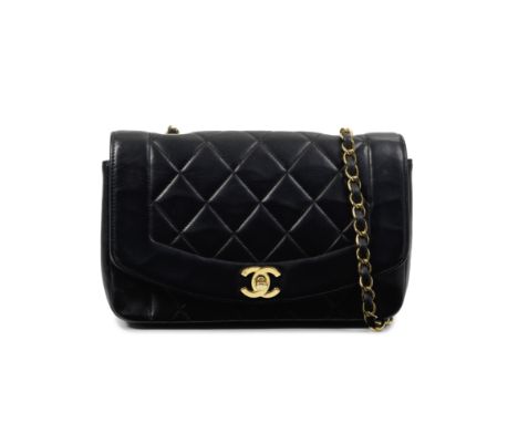 Chanel: a Small Black Lambskin Diana Flap Bag1996-97Quilted black leather with gold hardwareCondition Grade B23cm wide, 15cm 