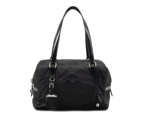 Prada: a Black Nylon Boston Bowling BagShiny vinyl logo patch and handles, silver hardwareCondition Grade B-30cm wide, 20cm h