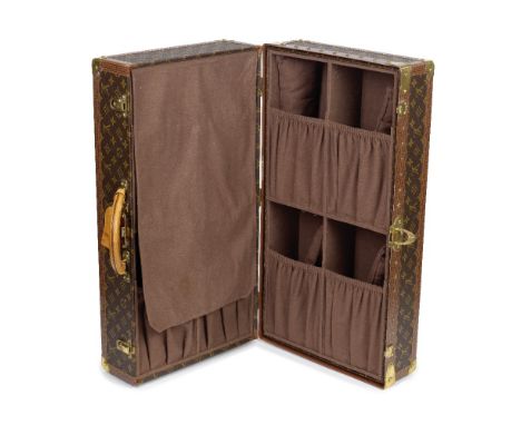 Louis Vuitton: a Monogram Gemine Shoe Trunk1960sMonogram canvas with leather trim and brass hardware, brown cotton interior f