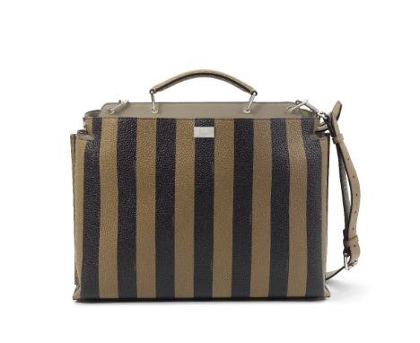 Fendi: a Black and Brown Pequin Peekaboo Iconic Essential Shoulder BagSpring/Summer 2020Black and brown striped exterior with