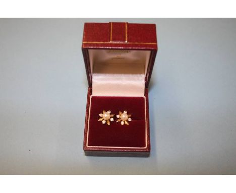Pair of 9ct pearl mounted earrings
