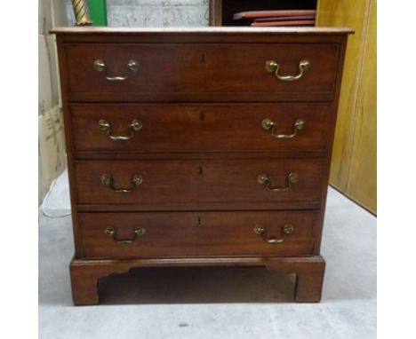 A George III small mahogany Chest with moulded edge, fitted four long drawers on bracket feet.  2' 4" (71cms) wide.  (altered