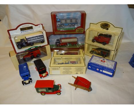 A boxed Corgi Classic model no. 99808 Ford Popular Van, a Corgi 1-76 scale truck 35507 'Russell of Bathgate' ERF Flatbed and 