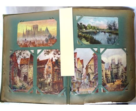 A Vintage Postcard Album and content of various topographical cards including seven views of York by Guy and various others.