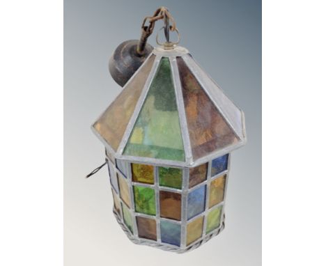 A leaded glass hall light 