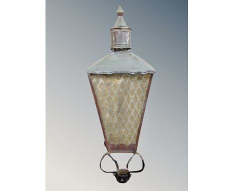 A wrought metal lantern, height 122 cm 