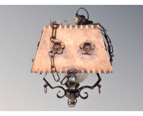 A copper effect metal lantern 