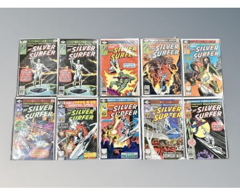 Marvel Comics : Fantasy Masterpieces starring The Silver Surfer issues 1 (x2), 2, 3, 5, 9, 11, 12, 13 and 14, 75¢ covers. (10