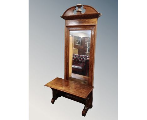 A 19th century walnut console table with mirror above, width 77 cm 